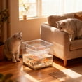 thumbnail image 1 of Fish Tank with Cat Water Bowl, Clear Plastic Goldfish Aquarium Cube, Easy Clean Mini Desktop Aquatic Decor Tank for Home Use, 1 of 6