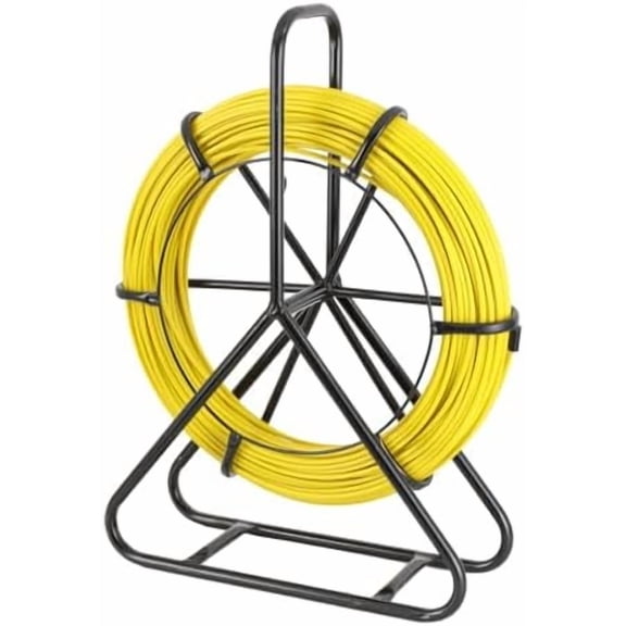 Fish Tape Fiberglass 1/4 328ft Electrical Fishtape, Duct Rodder Fish Tape Wire Puller Cable Running Rod for Pulling Cables Wires Ropes with Steel Frame Stand,6mmx100m$$Tools