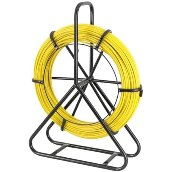 Fish Tape Fiberglass 328FT 6MM Wire Puller Cable Duct Rodder Fish Tape for Pulling Cables Wires Ropes with Steel Frame Stand$$Tools