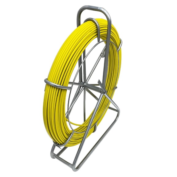 Fish Tape Fiberglass Reel Wire Cable Running Rod 0.31''D 425' L for Pipeline Cleaning Wire Cables Laying