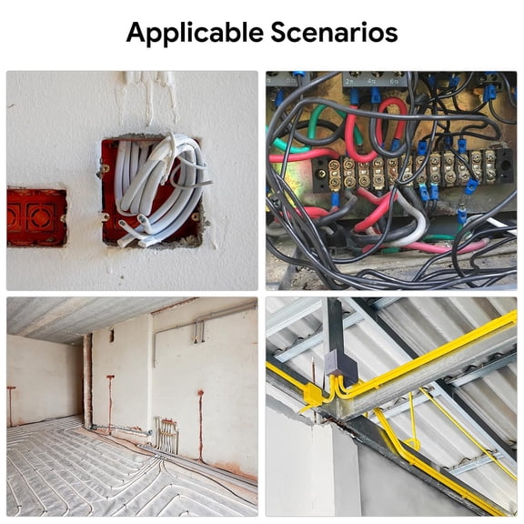 Fish Tape Wire Puller Through Wall Wire Threader OD 6mm Plus Fish Cable Fastener with Steel Rope Puller Borescope Helper Through Wall 50-Foot (15M)$$