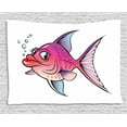 thumbnail image 1 of Fish Tapestry, Cartoon Style Smiling Female Goldfish with Plump Lips Underwater Comic, Wall Hanging for Bedroom Living Room Dorm Decor, 60W X 40L Inches, Hot Pink Fuchsia Purple, by Ambesonne, 1 of 2