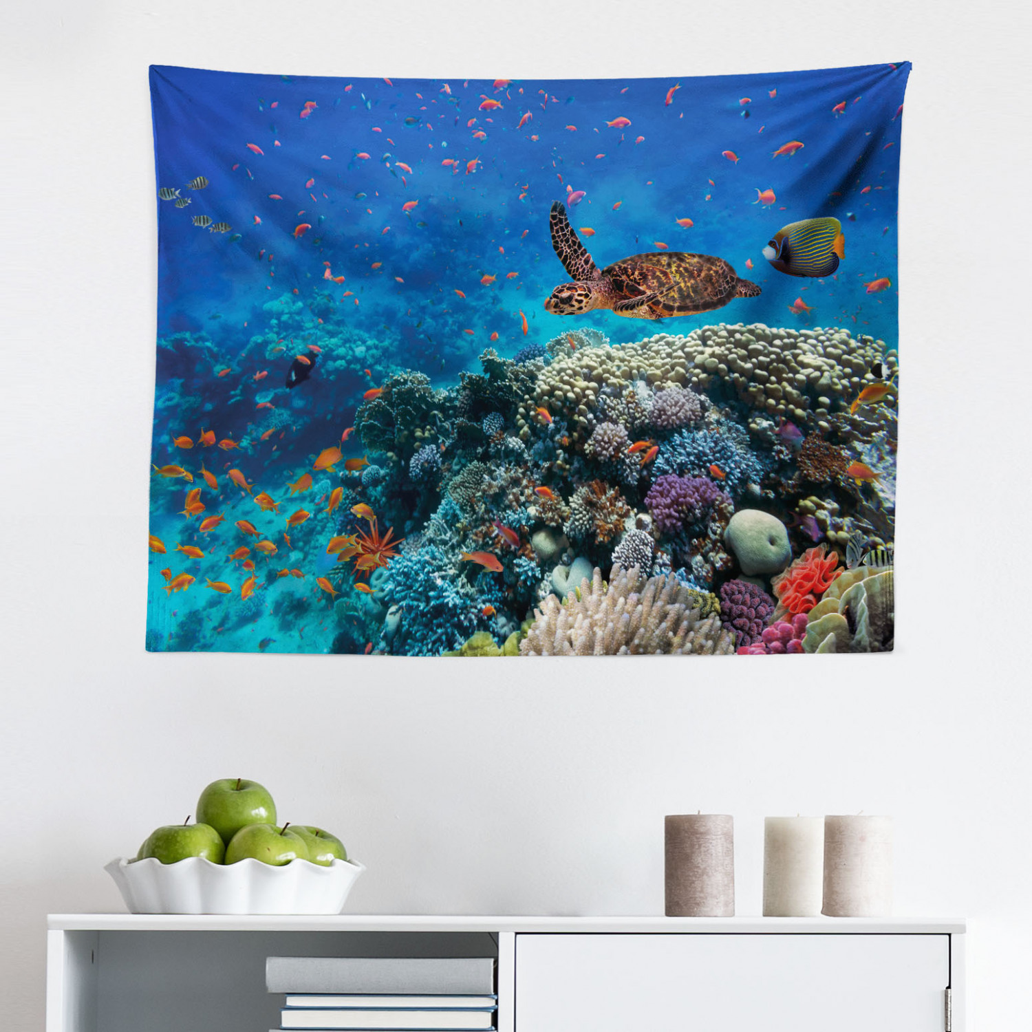 Photo inspiration: Fresh Look at Fish Tapestry Underwater Sea World Scene Goldfish Starfish And