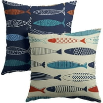 Fish Throw Pillow Covers Decorative Pillowcases Colorful Fish Pillow Case Set of 2 Nautical Theme Square Cushion Covers for Sofa Bedroom Couch Home Outdoors