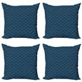 thumbnail image 1 of Fish Throw Pillow Cushion Case Pack of 4, Aboriginal Art with Aquatic Animal and Wave, Modern Accent Double-Sided Print, 4 Sizes, Night Blue Rust, by Ambesonne, 1 of 2