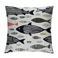 thumbnail image 1 of Fish Throw Pillow Cushion Cover, Minimalist Fish with Pared Down Dots and Stripped Lines Sea Animal Image, Decorative Square Accent Pillow Case", Black White, 1 of 5