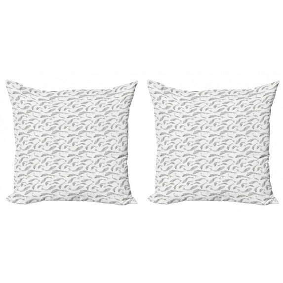 Ambesonne Fish Throw Pillow Cover 2 Pack, Sketch Underwater Theme, 16", Black White Grey
