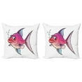 thumbnail image 1 of Ambesonne Fish Throw Pillow Cover 2 Pack, Cartoon Female Goldfish, 18", Hot Pink Fuchsia Purple, 1 of 2