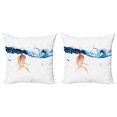 thumbnail image 1 of Ambesonne Fish Throw Pillow Cover 2 Pack, Goldfish Swimming in Water, 16", Blue Orange, 1 of 2