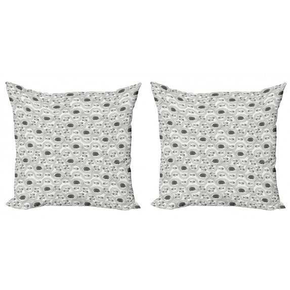 Fish Throw Pillow Cushion Cover Pack of 2, Nautical Animals with Sketch Style Stripes Monochrome Aquarium Composition, Zippered Double-Side Digital Print, 4 Sizes, Dark Taupe and White, by Ambesonne