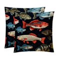 thumbnail image 1 of Fish Throw Pillows Set of 2 with Unique Patterns Covers - Available in 16x16, 18x18, and 20x20 Inches for Various Occasions - Includes Throw Pillow Inserts, 1 of 1