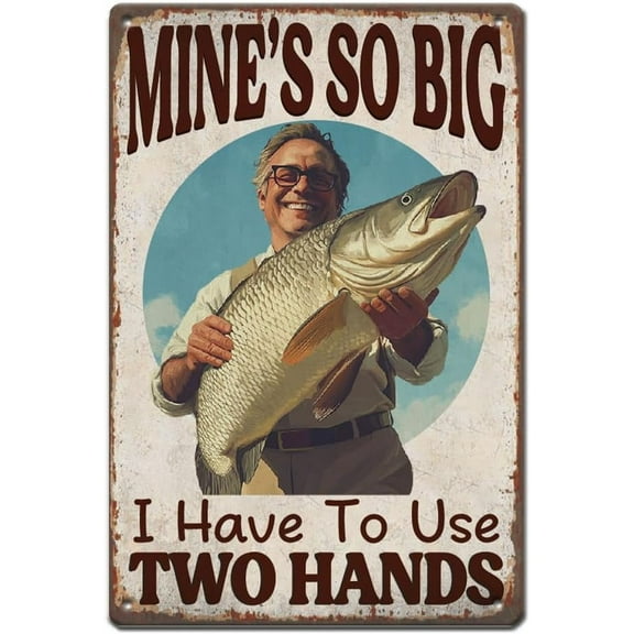 Fish Tin Sign Fishman Metal Tin Sign Fishing Quotes Sign and Plaque Fish Metal Wall Art Retro Art Poster Lake House Cabin Fishing Gifts for Man Cave Bedroom