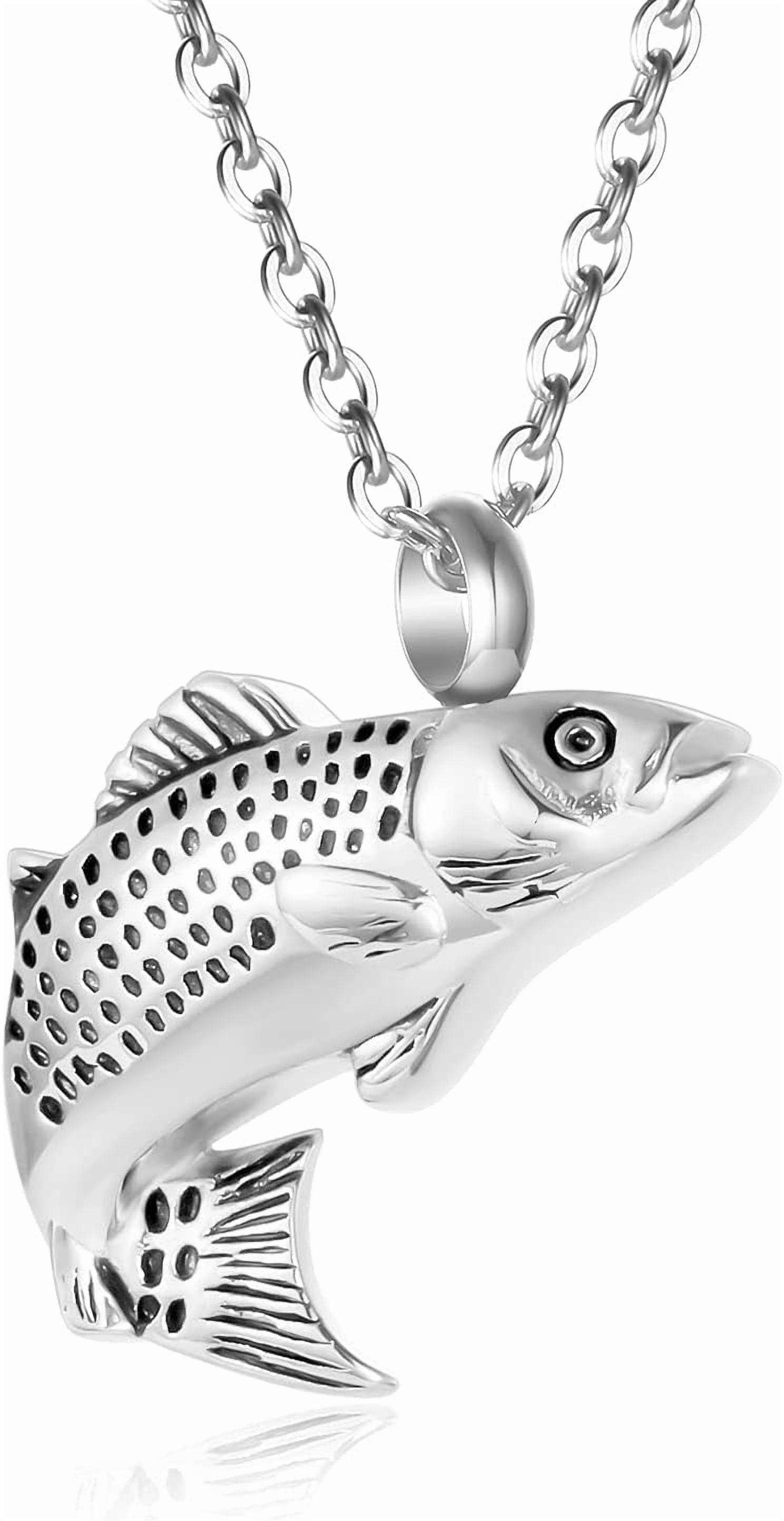 Fish Top Shape Cremation Jewelry for Ashes Surgical Stainless Steel Memorial Urn Necklace for Women Men Keepsake Jewelry Gift[j989]