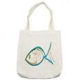 thumbnail image 1 of Fish Tote Bag, Maritime Image Contour Drawing Aquarium Animal Vibrant Colors Cartoon Style, Cloth Linen Reusable Bag for Shopping Books Beach and More, 16.5" X 14", Cream, by Ambesonne, 1 of 2