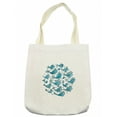 thumbnail image 1 of Fish Tote Bag, School of Fish Sketching in Round Frame with Romantic Indie Style Floral Pattern, Cloth Linen Reusable Bag for Shopping Books Beach and More, 16.5" X 14", Cream, by Ambesonne, 1 of 2