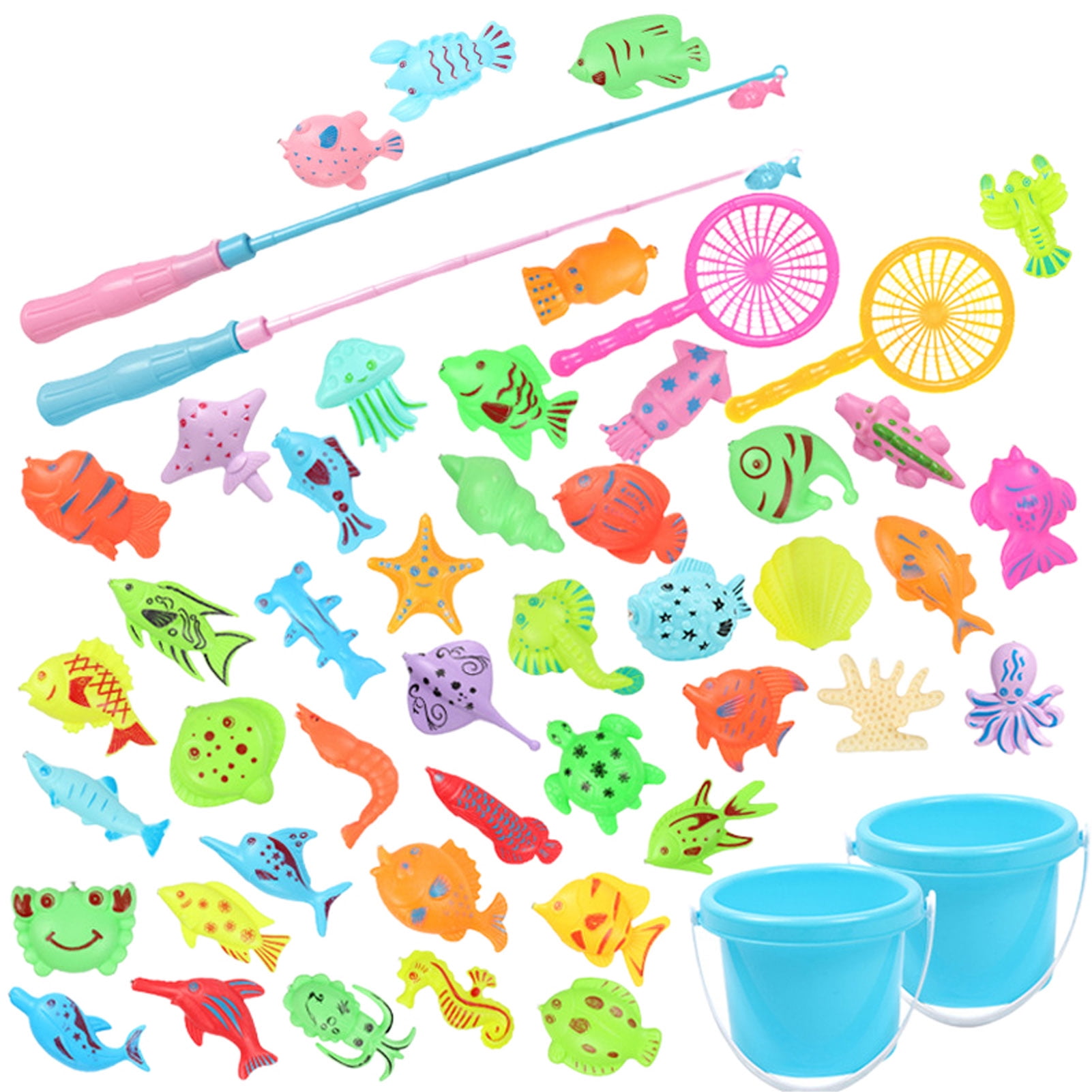 Fish Toys Reusable Hand-Eye Coordination Plastic Boys and Girls Magnet Pole  Fishing Toys Beach Supplies 