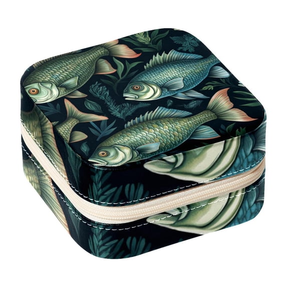 Fish Travel Portable Jewelry Stand and Organizer Box - Square Storage Box for Rings, Earrings, Necklaces, Bracelets, and More - Suitable for Girls and Women - Jewelry Boxes for Travel