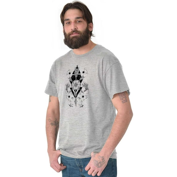 Fish Triangle Compass Spirit Animal Men's Graphic T Shirt Tees Brisco Brands M