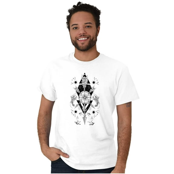 Fish Triangle Compass Spirit Animal Men's Graphic T Shirt Tees Brisco Brands S