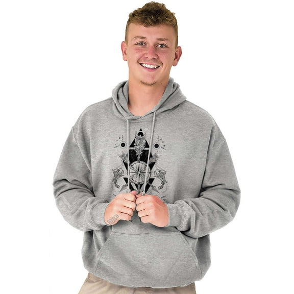 Fish Triangle Compass Spirit Animal Unisex Plus Fleece Graphic Hoodie Brisco Brands 3X