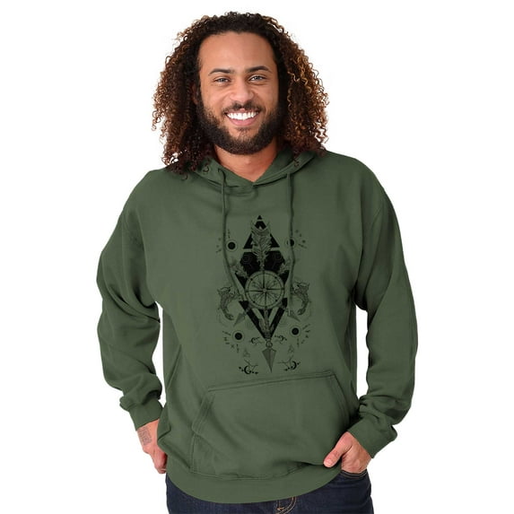 Fish Triangle Compass Spirit Animal Unisex Plus Fleece Graphic Hoodie Brisco Brands 3X