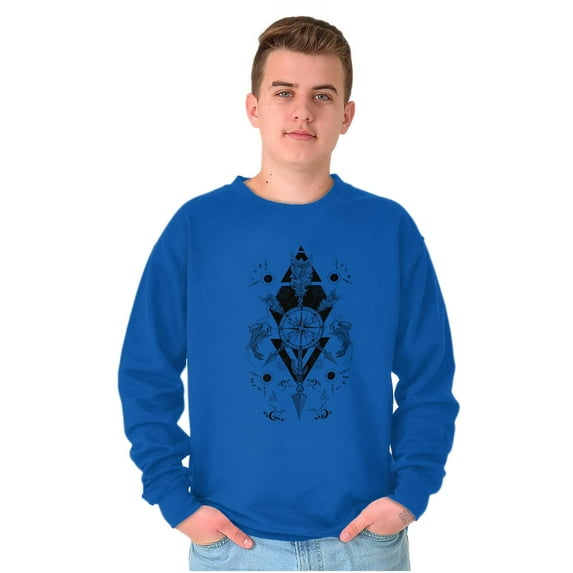 Fish Triangle Compass Spirit Animal Unisex Plus Fleece Graphic Sweatshirt Brisco Brands 4X