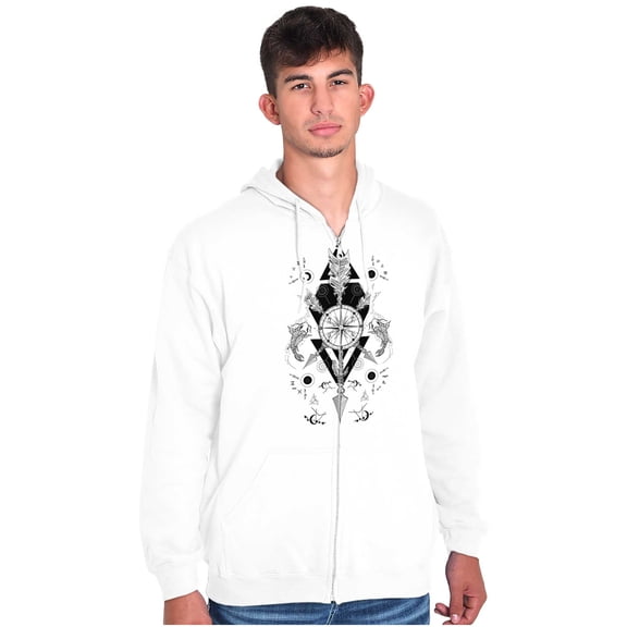 Fish Triangle Compass Spirit Animal Zip Up Hoodie Men's Women's Brisco Brands M