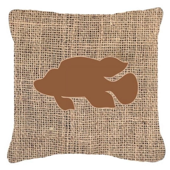 Fish-Tropical Fish Burlap And Brown Indoor & Outdoor Fabric Decorative Pillow