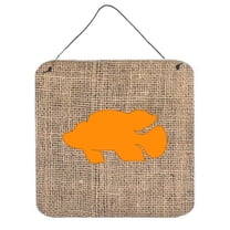 Fish - Tropical Fish Burlap And Orange Aluminium Metal Wall Or Door Hanging Prints - 6 x 6 In.