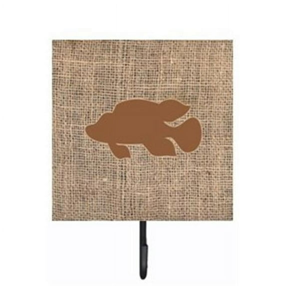 Fish - Tropical Fish Burlap and Brown Leash Or Key Holder