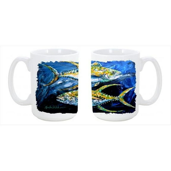 Fish - Tuna Tuna Blue Dishwasher Safe Microwavable Ceramic Coffee Mug 15 oz.
