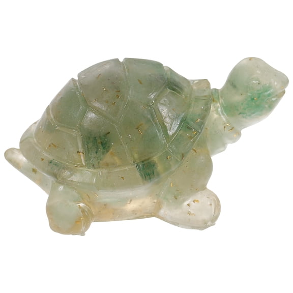FONDOTIN Crystal Turtle Figurine Green Crystal and Resin Indoor Decor