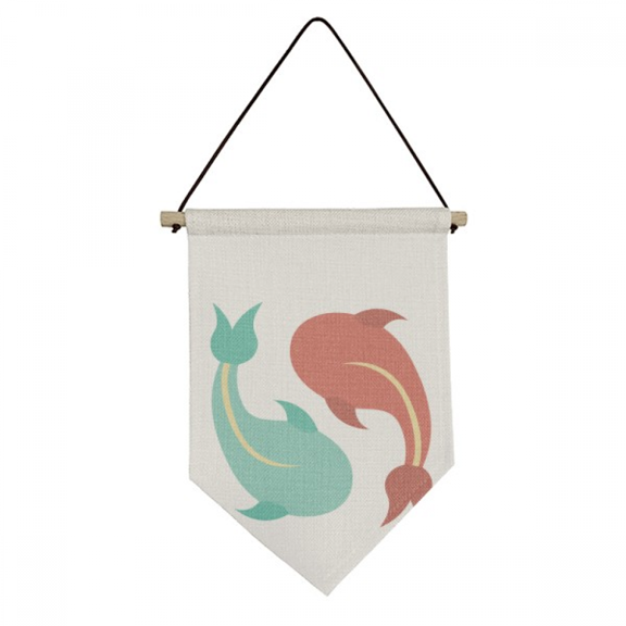Fish Twins Taichi Pattern Canvas Flag Hanging Wall Art Decor Banner