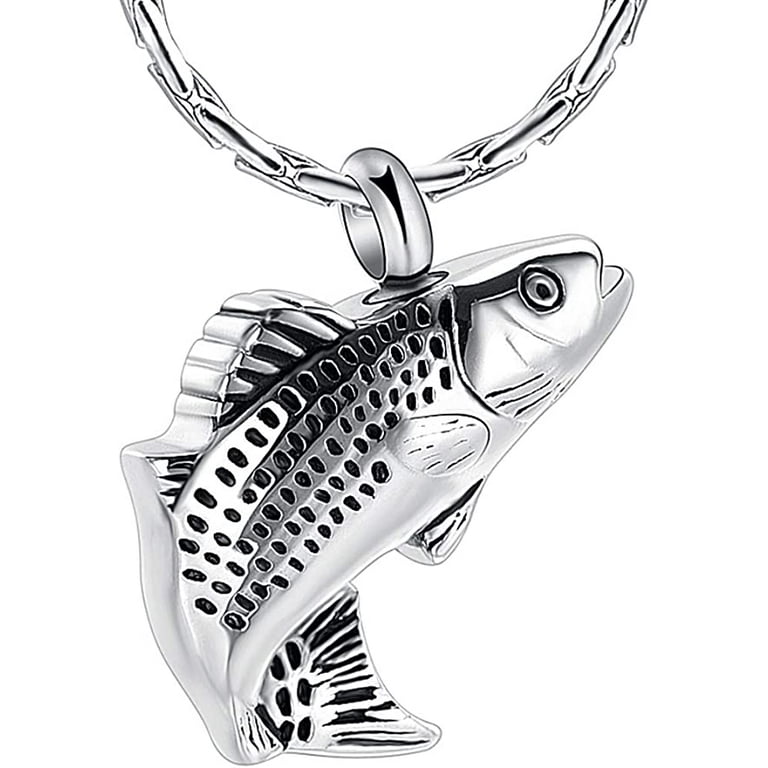 Fish Urn Cremation Necklace for Ashes Urn Necklaces for Human Ashes in Loving Memory of Dad Fishing Locket Ashes Holder Keepsake Cremation Memorial
