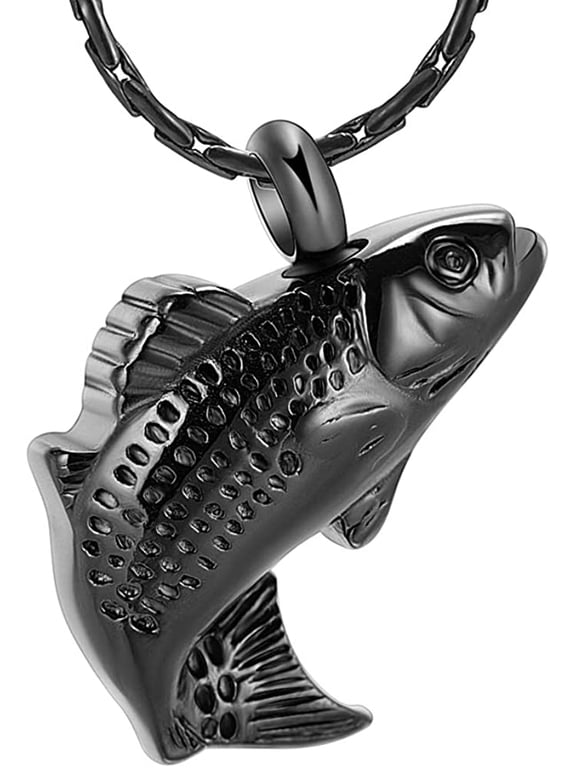 Fish Urn Cremation Necklace for Ashes Urn Necklaces for Human Ashes in Loving Memory of Dad Fishing Locket Ashes Holder Keepsake Cremation Memorial Pendant Jewelry