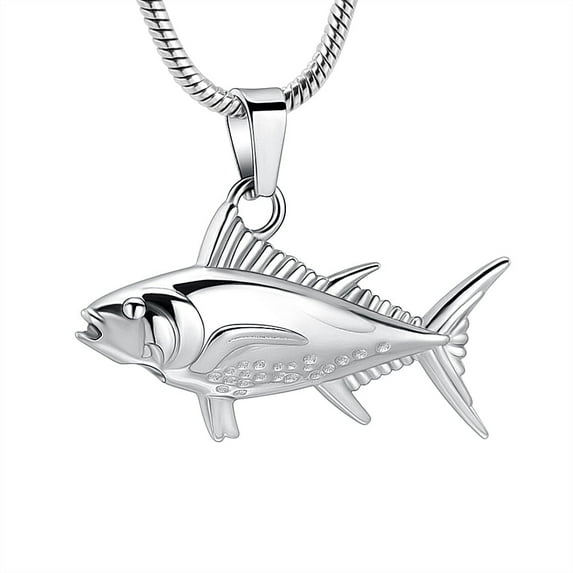 Fish Urn Necklace for Ashes for Men Women Memorial Jewelry Keepsake Necklace for Human/Pet Ashes