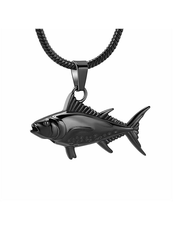 Fish Urn Necklace for Ashes for Men Women Memorial Jewelry Keepsake Necklace for Human/Pet Ashes