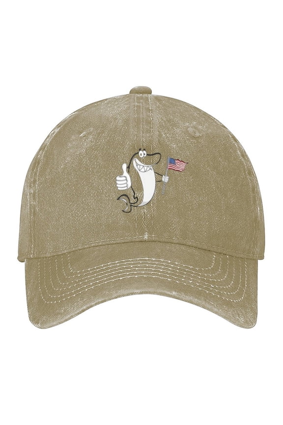 Fish Usa Flag Print Vintage Wash Dad Hat Adjustable Curved Brim Baseball Cap,Casual Outdoor Sports Fishing Cap for Men and Women