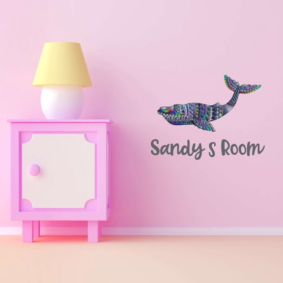 Fish Wall Decal Personalised Kids Room Vinyl Wall Decor Adorable Animal Bedroom Decoration - Size: 10 In X 7 In