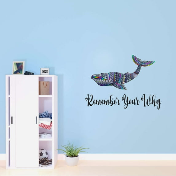 Fish Wall Decal Remember your why Inspirational Positive Self Esteem Quote Mural Adorable Quote Bedroom Decoration - Size: 20 In X 14 In