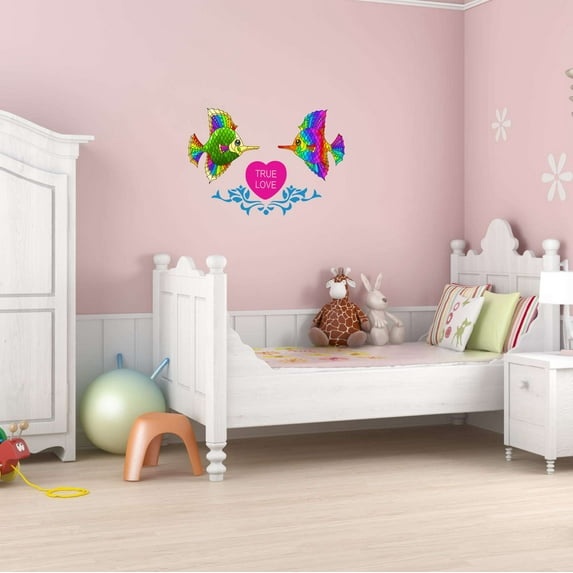 Fish Wall Decal True love True love Heart Kids Room Vinyl Wall Decal Adorable Quote Bedroom Decoration - Size: 30 In X 21 In