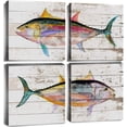 thumbnail image 1 of Fish Wall Decor Coastal Wall Art Beach Bathroom Decor Ocean Fish Canvas Pictures Vintage Nautical Colorful Tuna Fish Poster for Bedroom Living Room Farmhouse Lake House Kitchen Home Decoration 12x12", 1 of 6