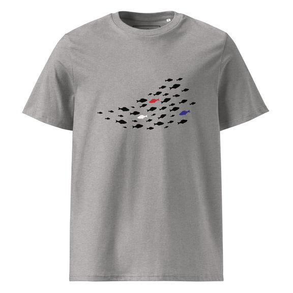 Fish Where's William Going? Organic Cotton T-Shirt Heather Grey - Large