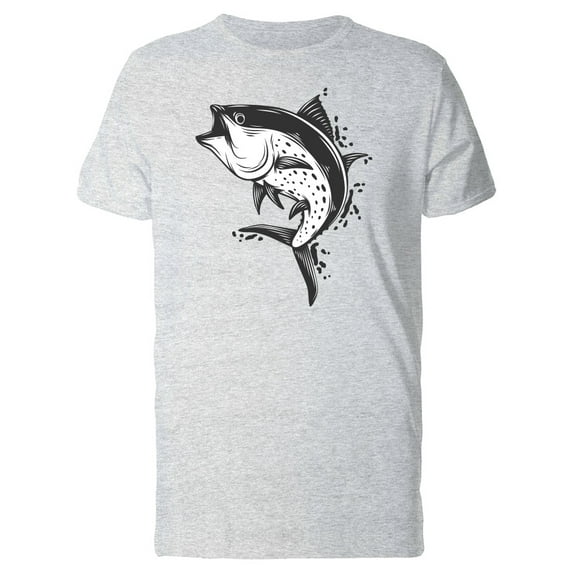 Fish White And Black T-Shirt Men -Image by Shutterstock, Male 3X-Large