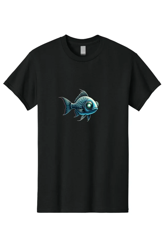 Fish-With-Large-Eye Mens Graphic Tee, 100% Cotton, Casual Summer Wear