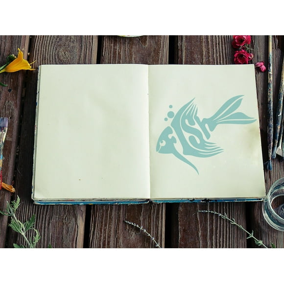 Fish Word Stencil - Art and Wall Stencil (6"x5")