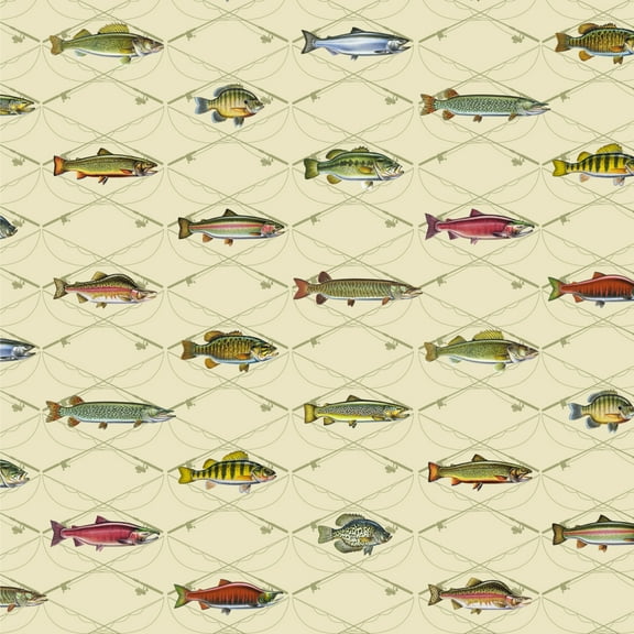 Fish and Crossed Fishing Rods Premium Roll Gift Wrap Wrapping Paper