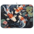 thumbnail image 1 of Fish and Lotus Leaves Dish Drying Mat Dish Drainer Rack Mats Water Absorbent Non-Slip Easy Clean Heat Resistant for Kitchen Counter, 1 of 8