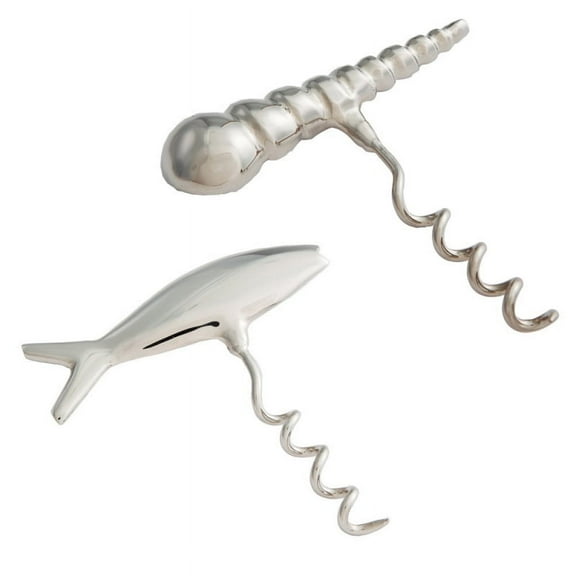 Fish and Shell,Cork screw,Metal,3.5x3.5x0.5 Inches, Assorted 2