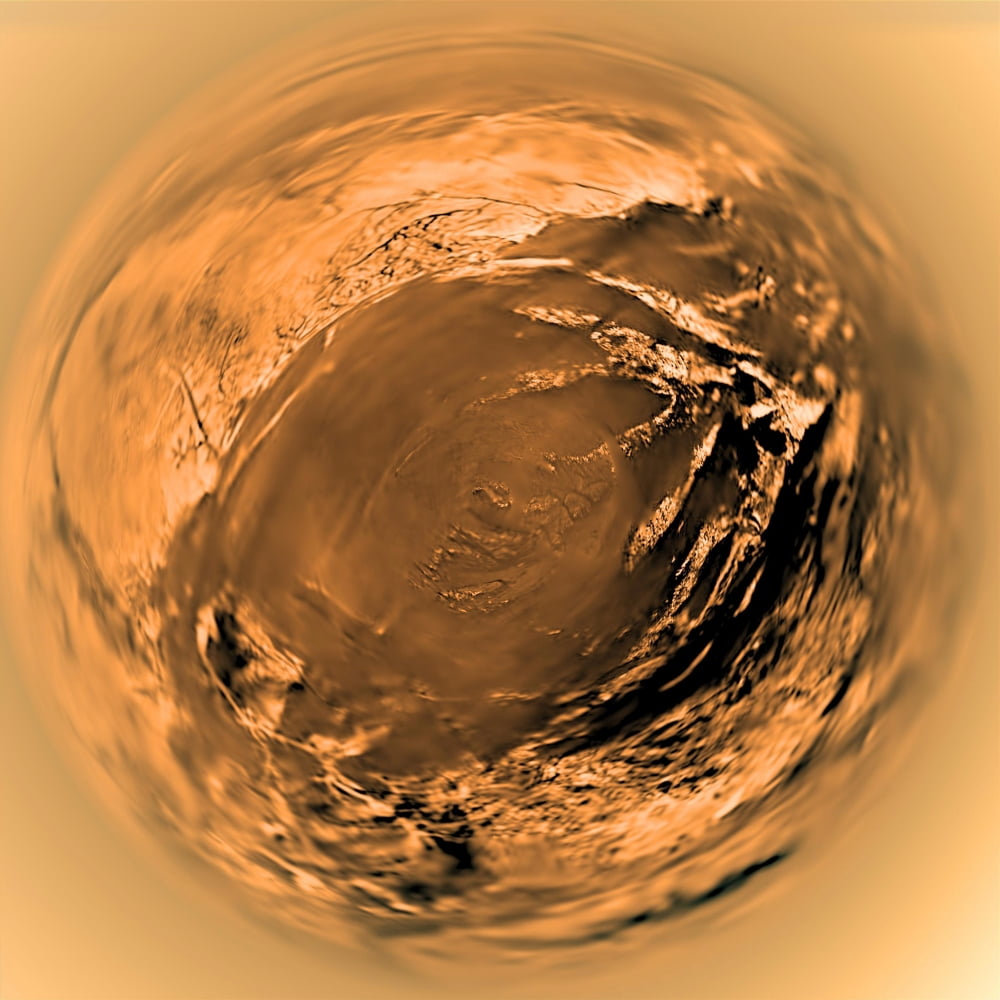 Fish-eye View of Titans Surface Canvas Art - Stocktrek Images (28 x 28)